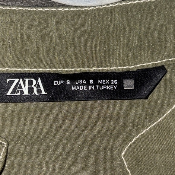 Zara Modal Long Sleeve Belted Jumpsuit w/Contrast Stitch Size Small Olive Green - Picture 16 of 16